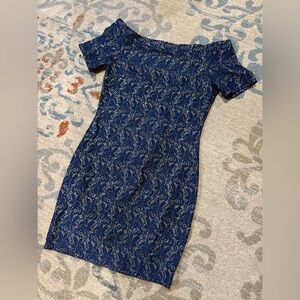 Lush Navy and Gold Lace Mini Dress